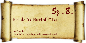 Sztán Borbála névjegykártya