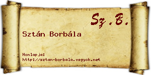 Sztán Borbála névjegykártya
